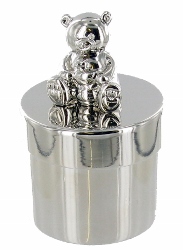 ENG15N- Nickel Plated Round Box with Bear